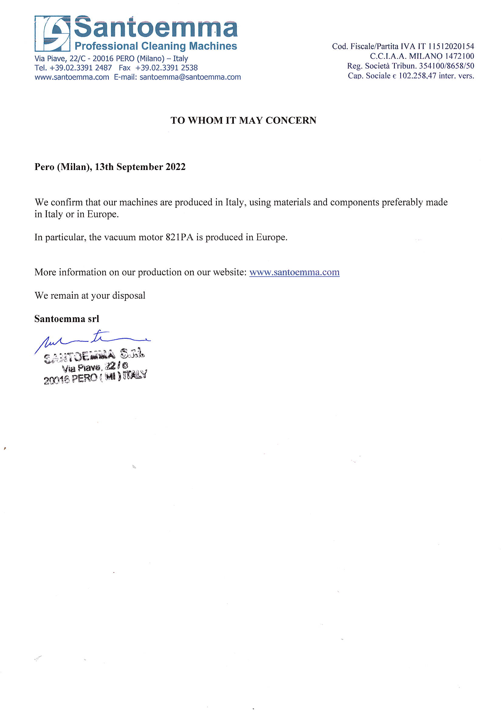 Declaration for motors