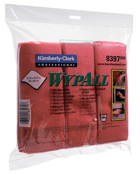 Фото Kimberly-Clark WYPALL Микрофибра премиум 40х40 красная (6 шт) для клининга SEILOR