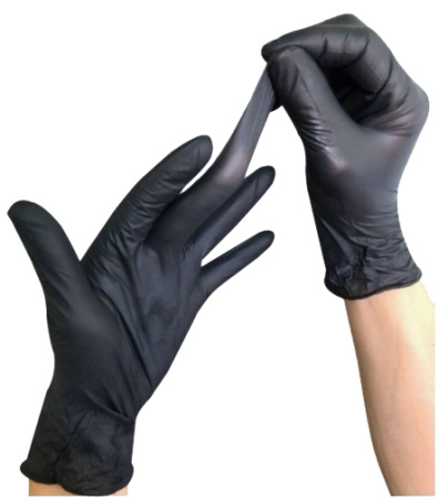 Фото Перчатки для уборки нитриловые одноразовые черные М 100 шт для клининга SEILOR
