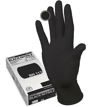 Фото Manual Black Nitrile Перчатки нитриловые прочные L 100 шт. черные для клининга SEILOR