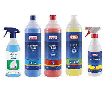 Фото Buzil № 3 Набор химии для уборки квартиры СТАНДАРТНЫЙ (P912 +T464 +G440 +T560 +G576) для клининга SEILOR