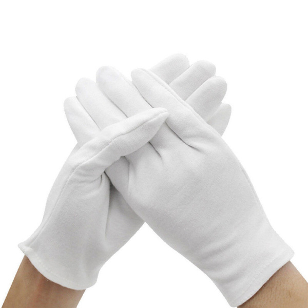 Фото Перчатки хлопчатобумажные белые для мытья люстр и деликатного хрупкого стекла (пара) для клининга SEILOR