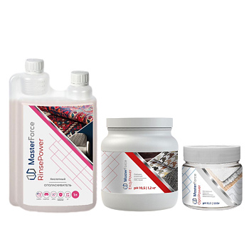 Фото MasterForce №2 Набор основных средств для химчисти (EnzyPower 1.2кг, OptiPower 0,5кг,RinsePower 1л) для клининга SEILOR