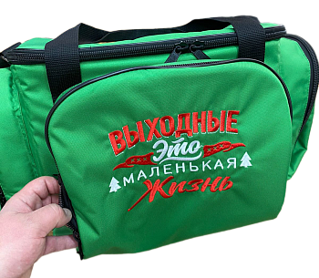 Фото Сумка для еды/ пикника "Выходные - это маленькая жизнь" (зеленая) для клининга SEILOR