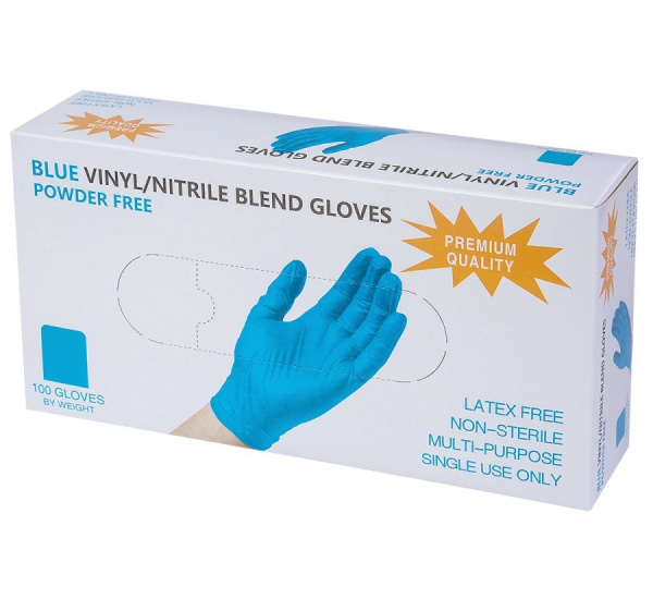 Фото Перчатки для уборки нитриловые одноразовые голубые М 100 шт для клининга SEILOR