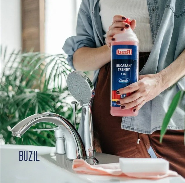 Фото Buzil T464 Bucasan Trendy Средство для очистки сантехники, плитки, хрома, с приятным ароматом, 1 л для клининга SEILOR