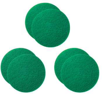 Фото Набор падов для орбитальной двухщеточной машинки жесткие зеленые, 6 шт. для клининга SEILOR