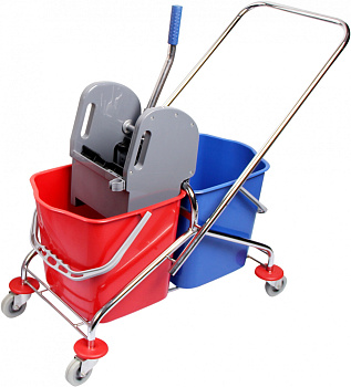 Фото Тележка с отжимом хром 2-ведерная, 2х23 л для клининга SEILOR