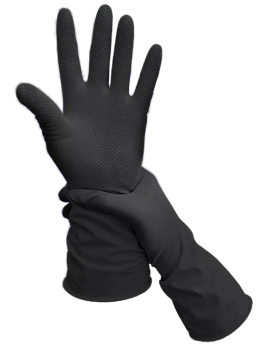 Фото Перчатки особопрочные латекс M черные для клининга SEILOR