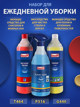 Фото Buzil № 1 Набор химии для уборки квартиры ЕЖЕДНЕВНЫЙ (P912 + T464 + G440) для клининга SEILOR