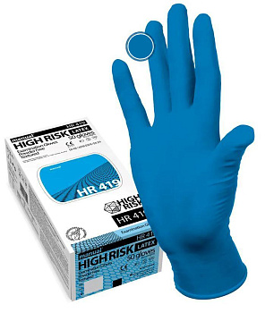 Фото Manual High Risk Перчатки латексные прочные L 50 шт. синие для клининга SEILOR
