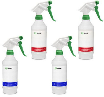 Фото Набор бутылочек под химию с триггером Grass, 4 шт. для клининга SEILOR