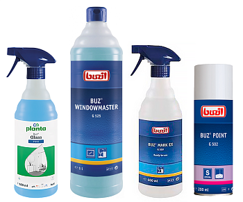 Фото Buzil № 4 Набор химии для мытья окон (P912 +G525 +G559 + G502) для клининга SEILOR