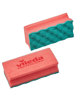 Фото Vileda Pur Active Губка с жестким абразивом для сильных загрязнений (ПурАктив) 14х6 красная для клининга SEILOR