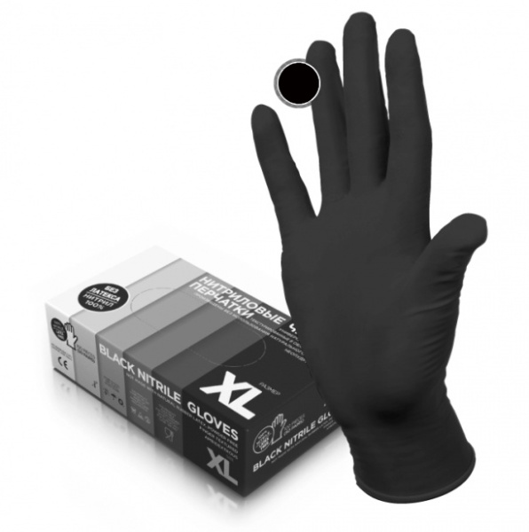 Фото Перчатки нитриловые Manual Black Nitrile Gloves черные XL для клининга SEILOR